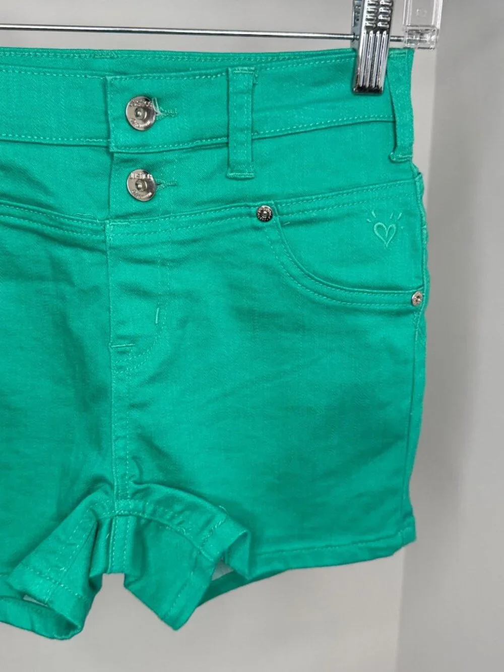 Justice Premium Green Stretch Denim Shorts Girls 14R